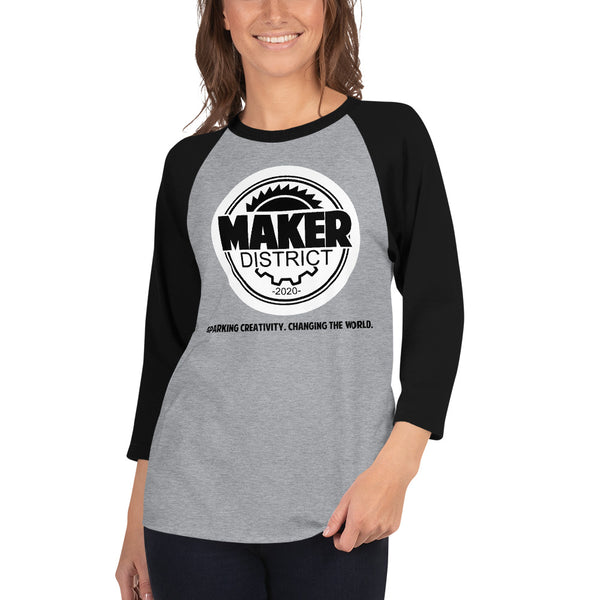 Black/Gray Unisex Raglan Maker District Shirt