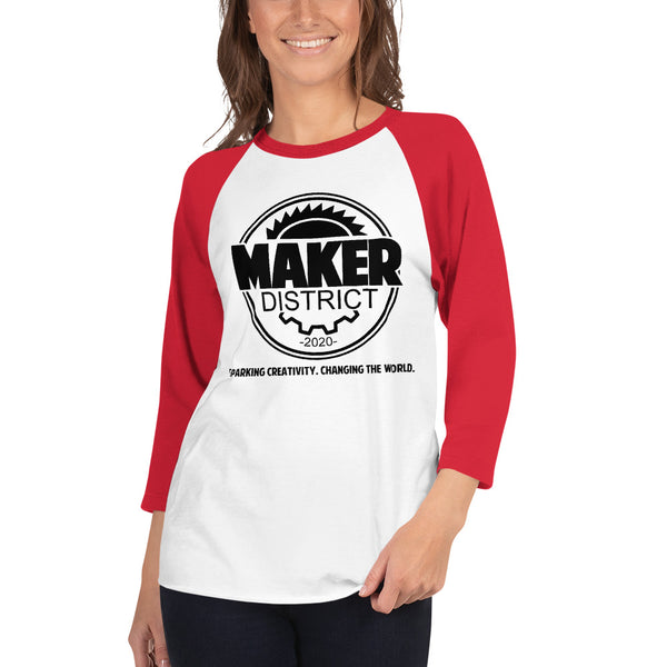 White/Red Unisex Raglan Maker District Shirt