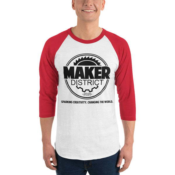 White/Red Unisex Raglan Maker District Shirt