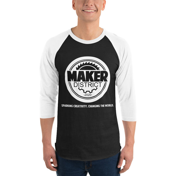 Black/White Unisex Raglan Maker District Shirt