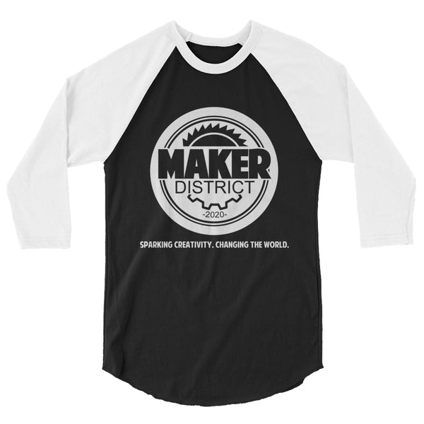 Black/White Unisex Raglan Maker District Shirt