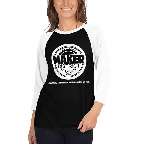 Black/White Unisex Raglan Maker District Shirt